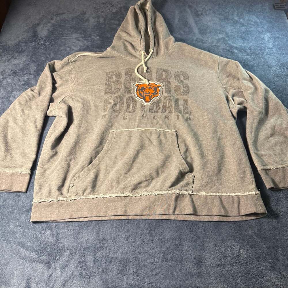 NFL Team Apparel Chicago Bears Gray Distressed Pullover Hoodie Sweatshirt
